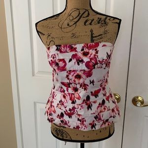 WHBM Floral Strapless Bustier Top Size 12